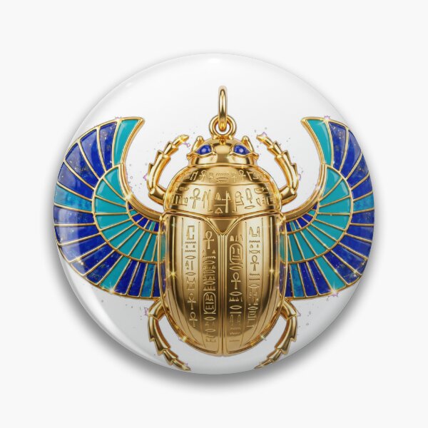 Item preview, Egyptian Lapis & Turquoise Scarab | 3D Pharaonic Beetle Amulet | Hieroglyphic Gold Scarab Jewelry Clip Art designed and sold by HoMya.