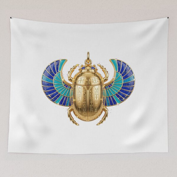 Item preview, Egyptian Lapis & Turquoise Scarab | 3D Pharaonic Beetle Amulet | Hieroglyphic Gold Scarab Jewelry Clip Art designed and sold by HoMya.
