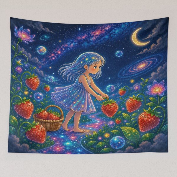 Item preview, Cosmic Strawberry Picker: Magical Girl in Celestial Garden designed and sold by Breezes-of-Ida.