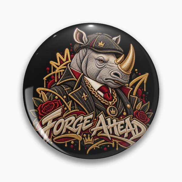 Item preview, Urban Gangster Rhino “Forge Ahead” Graffiti Embroidery Motivational Streetwear Art designed and sold by Emoji Emblems.
