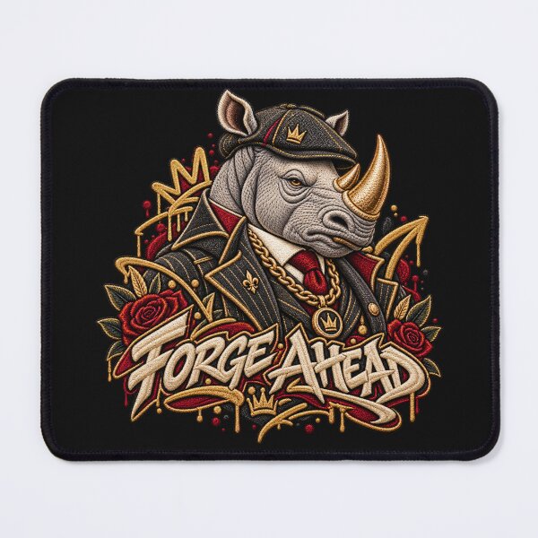 Item preview, Urban Gangster Rhino “Forge Ahead” Graffiti Embroidery Motivational Streetwear Art designed and sold by Emoji Emblems.