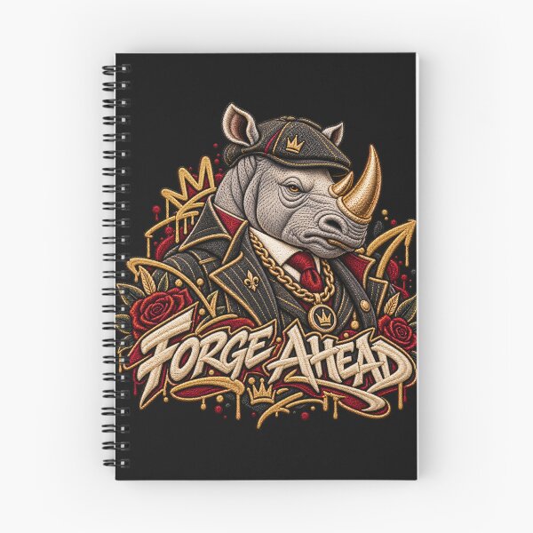 Item preview, Urban Gangster Rhino “Forge Ahead” Graffiti Embroidery Motivational Streetwear Art designed and sold by Emoji Emblems.