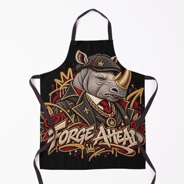 Item preview, Urban Gangster Rhino “Forge Ahead” Graffiti Embroidery Motivational Streetwear Art designed and sold by Emoji Emblems.