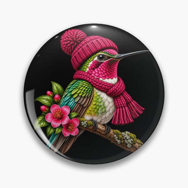 Item preview, Cute Hummingbird Wearing Pink Beanie Funny Bird Lover Cozy Winter Nature designed and sold by 76Valeria.