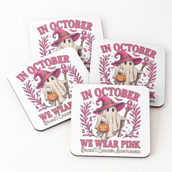 Item preview, In October We Wear Pink Ghost Witch Breast Cancer Halloween designed and sold by DYAFLK.