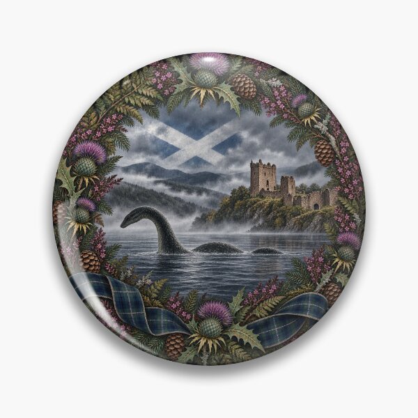 Item preview, Loch Ness Monster Urquhart Castle Scottish Heritage Wreath designed and sold by ArcanePrintsxo.
