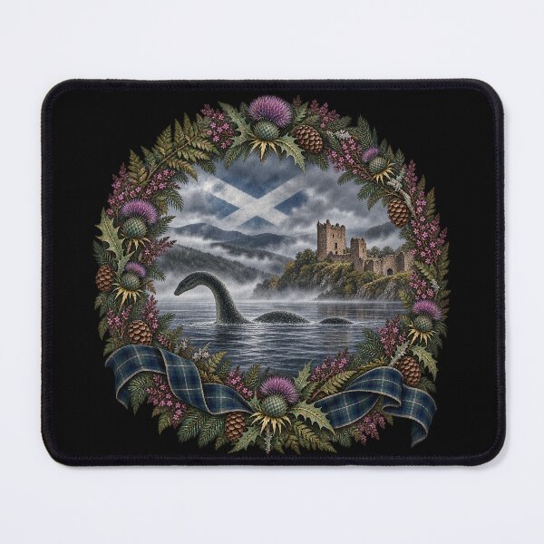 Item preview, Loch Ness Monster Urquhart Castle Scottish Heritage Wreath designed and sold by ArcanePrintsxo.