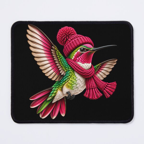 Item preview, Cute Hummingbird Wearing Pink Beanie Funny Bird Lover Cozy Winter Nature designed and sold by 76Valeria.