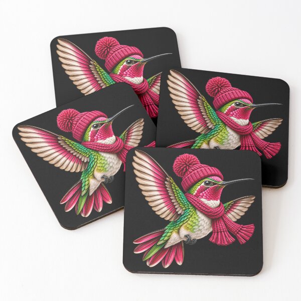 Item preview, Cute Hummingbird Wearing Pink Beanie Funny Bird Lover Cozy Winter Nature designed and sold by 76Valeria.