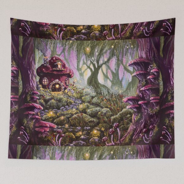 Item preview, Enchanted Mushroom Cottage Paitning designed and sold by BabyBlueInks.