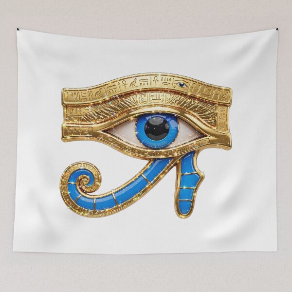 Item preview, Egyptian Blue Eye Amulet | 3D Pharaonic Horus Eye Jewelry | Hieroglyphic Protection Eye Clip Art designed and sold by HoMya.