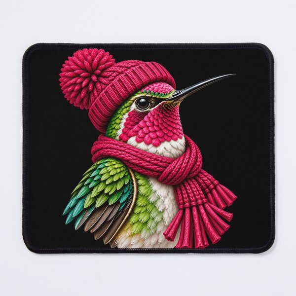 Item preview, Cute Hummingbird Wearing Pink Beanie Funny Bird Lover Cozy Winter Nature designed and sold by 76Valeria.