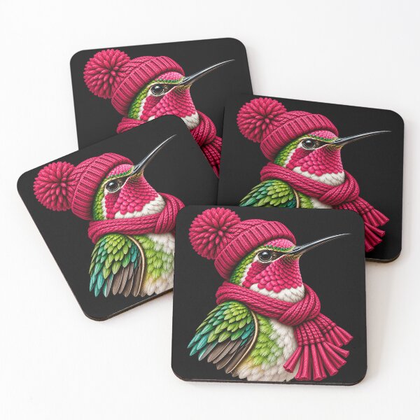 Item preview, Cute Hummingbird Wearing Pink Beanie Funny Bird Lover Cozy Winter Nature designed and sold by 76Valeria.