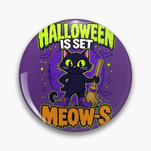 Item preview, Halloween Is Set Meows Witch Black Cat designed and sold by CloudyCatArt.