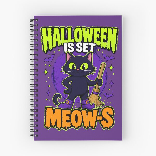 Item preview, Halloween Is Set Meows Witch Black Cat designed and sold by CloudyCatArt.