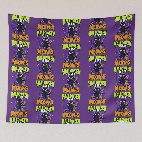 Item preview, Halloween Is Set Meows Witch Black Cat designed and sold by CloudyCatArt.