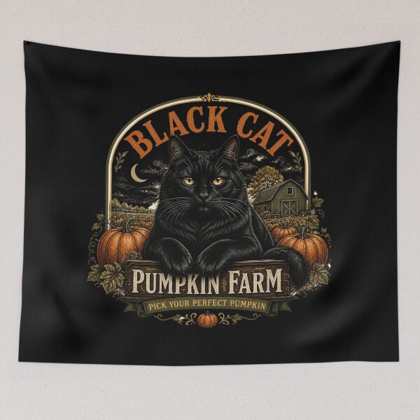 Item preview, Black Cat Pumpkin Farm Retro Halloween Poster Halloween designed and sold by OliviaHayesArt.