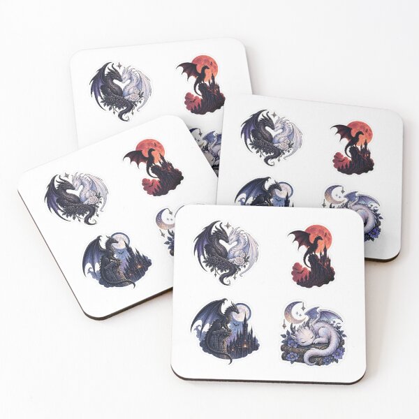 Item preview, Fantasy Dragon Sticker Set – Gothic Dragons, Moon & Magical Books designed and sold by RominaArce.
