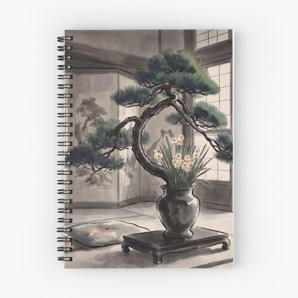 Item preview, Sumi-e Pine Narcissus Ikebana Art designed and sold by conohitoAI-ArtGallery.