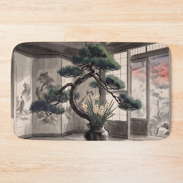 Item preview, Sumi-e Pine Narcissus Ikebana Art designed and sold by conohitoAI-ArtGallery.