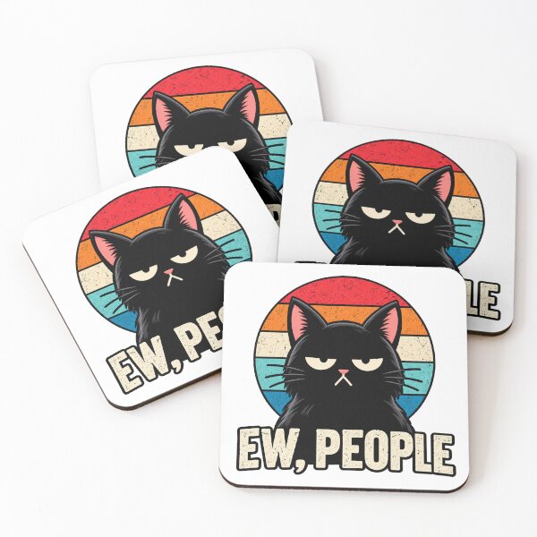 Item preview, Grumpy Black Cat Ew People Retro Vintage designed and sold by smaildon.