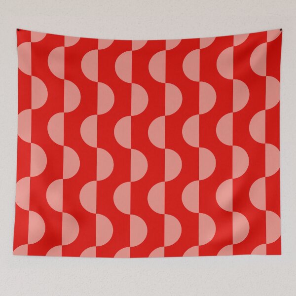 Item preview, Mod Semicircle Waves – 70s Optical Geometric Ripple Pattern | Red designed and sold by Frohyou.
