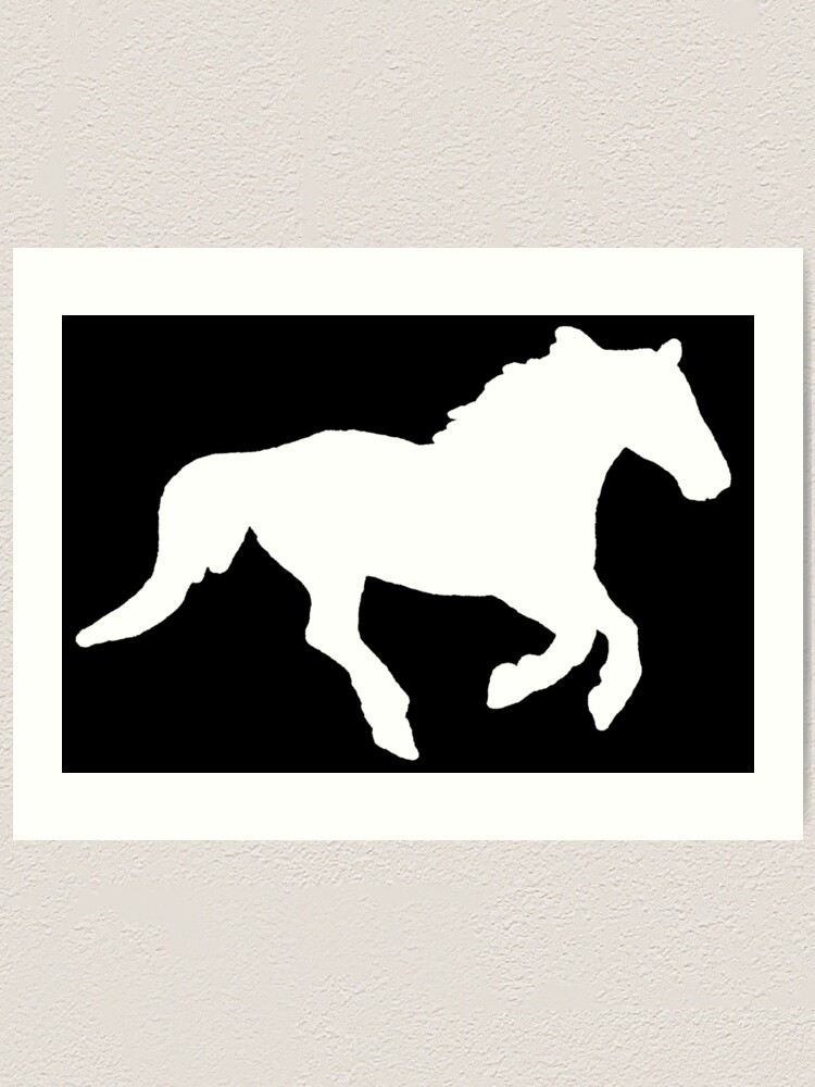 Galloping Horse Silhouette White Art Print By Shyflyerarts Redbubble