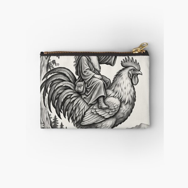 Item preview, Medieval Wizard Rooster Rider, Vintage Woodcut Fantasy Art designed and sold by AmiGraph.