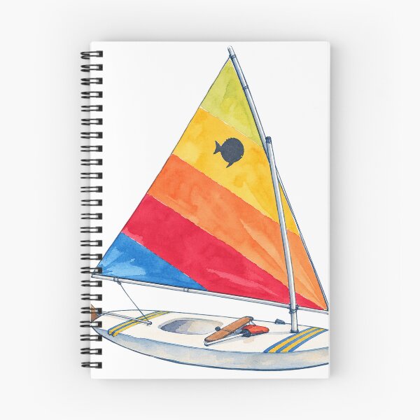 Item preview, Vintage Sunfish Sailboat with Rainbow Sail Watercolor designed and sold by saltyhydrangea.