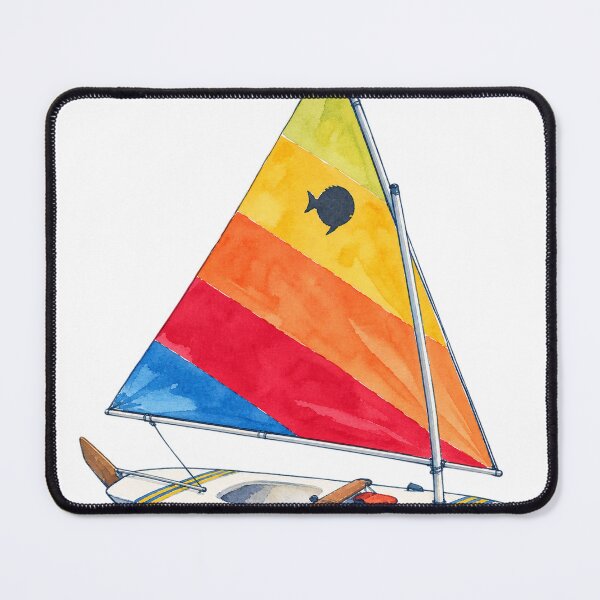 Item preview, Vintage Sunfish Sailboat with Rainbow Sail Watercolor designed and sold by saltyhydrangea.