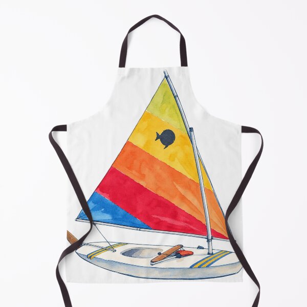 Item preview, Vintage Sunfish Sailboat with Rainbow Sail Watercolor designed and sold by saltyhydrangea.