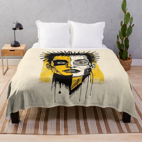 Item preview, Punk Rock Split Face Portrait Yellow Street Art designed and sold by ERODED SELF.