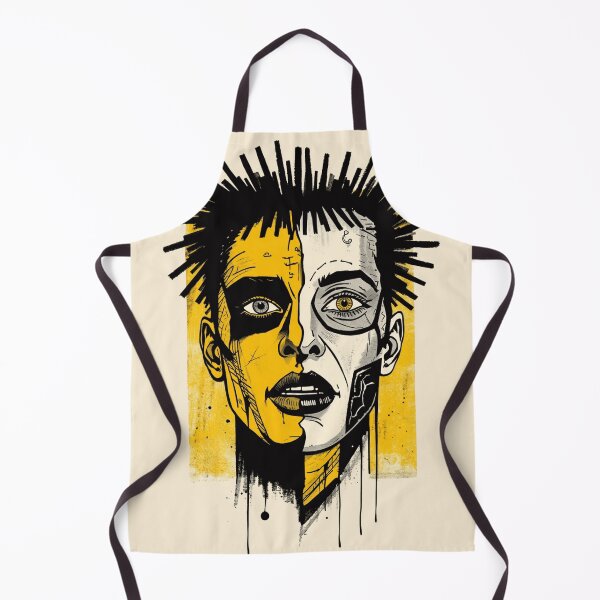 Item preview, Punk Rock Split Face Portrait Yellow Street Art designed and sold by ERODED SELF.