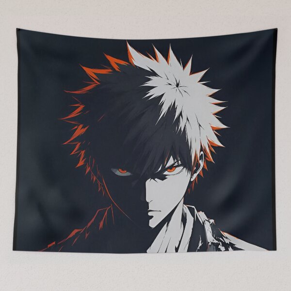 Item preview, Half Shadow Anime Warrior Orange Eyes Dark Samurai Portrait designed and sold by Dyan4.