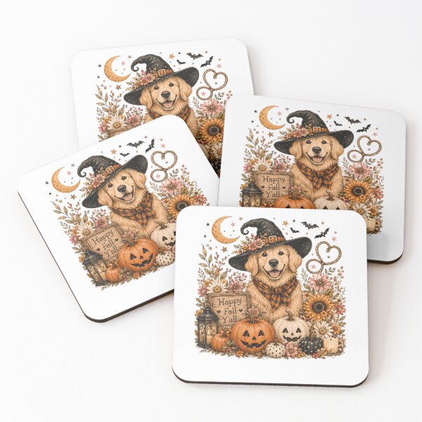 Item preview, Happy Fall Y’all Vintage Halloween Dog Witch Hat Golden Retriever designed and sold by DYAFLK.