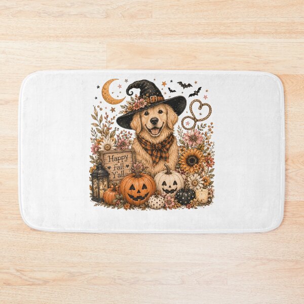 Item preview, Happy Fall Y’all Vintage Halloween Dog Witch Hat Golden Retriever designed and sold by DYAFLK.