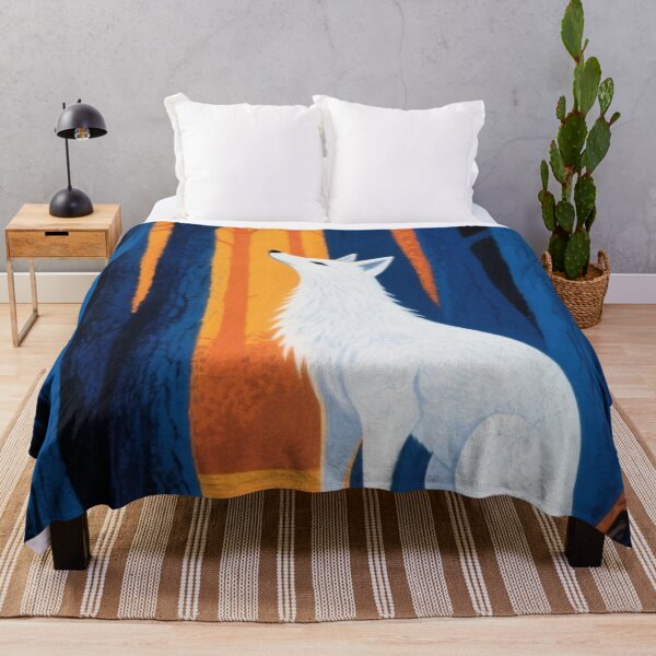 Item preview, White Fox Gazing at Orange Light, Silent guardian of the night. designed and sold by SabaMirzique.