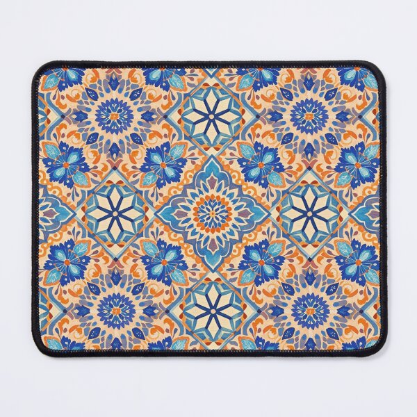 Item preview, Blue and Orange Mediterranean Ornamental Mosaic designed and sold by AOCollections.