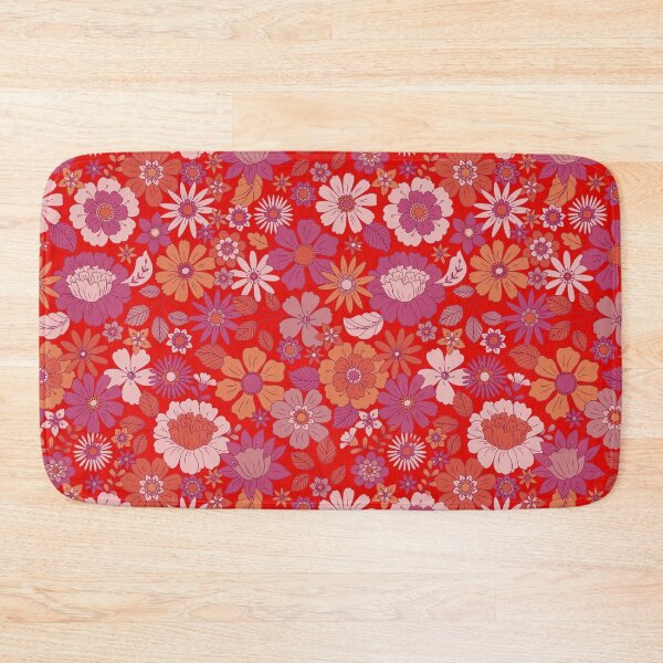 Item preview, Groovy 70s Flower Power – Retro Mod Floral Garden Pattern | Red designed and sold by Frohyou.