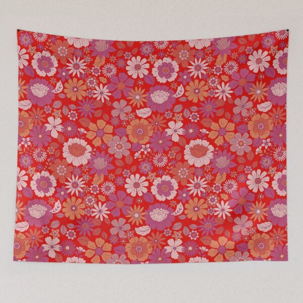 Item preview, Groovy 70s Flower Power – Retro Mod Floral Garden Pattern | Red designed and sold by Frohyou.