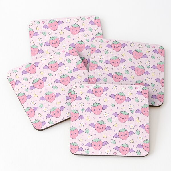 Item preview, Kawaii Bat Strawberry Pattern designed and sold by Soft Berry Studio.