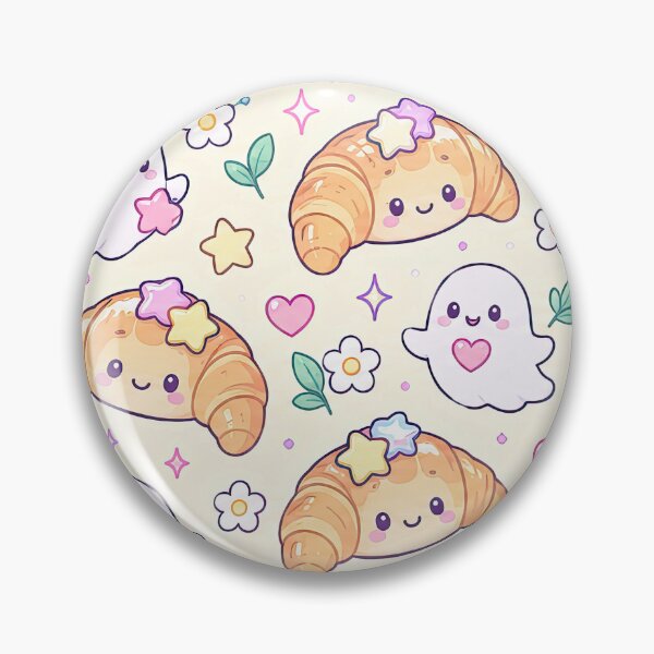 Item preview, Kawaii Ghost Croissant Pattern designed and sold by Soft Berry Studio.