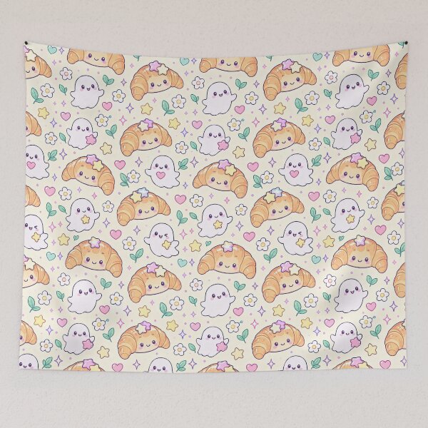 Item preview, Kawaii Ghost Croissant Pattern designed and sold by Soft Berry Studio.