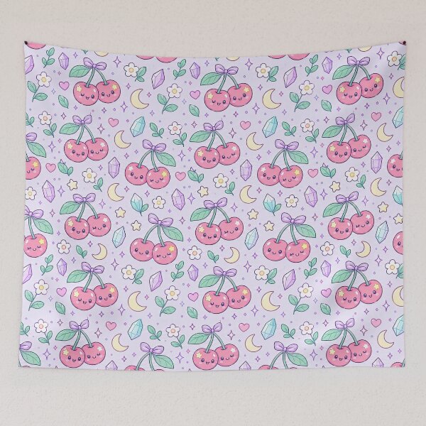 Item preview, Kawaii Magic Cherry Pattern designed and sold by Soft Berry Studio.