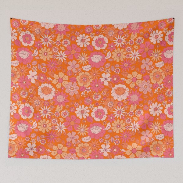 Item preview, Groovy 70s Flower Power – Retro Mod Floral Garden Pattern | Orange designed and sold by Frohyou.
