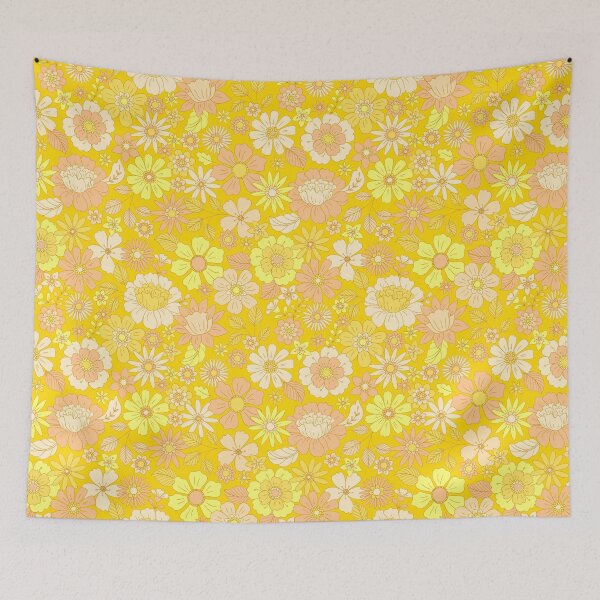 Item preview, Groovy 70s Flower Power – Retro Mod Floral Garden Pattern | Yellow designed and sold by Frohyou.