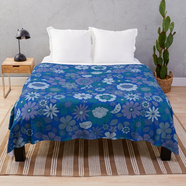 Item preview, Groovy 70s Flower Power – Retro Mod Floral Garden Pattern | Blue designed and sold by Frohyou.
