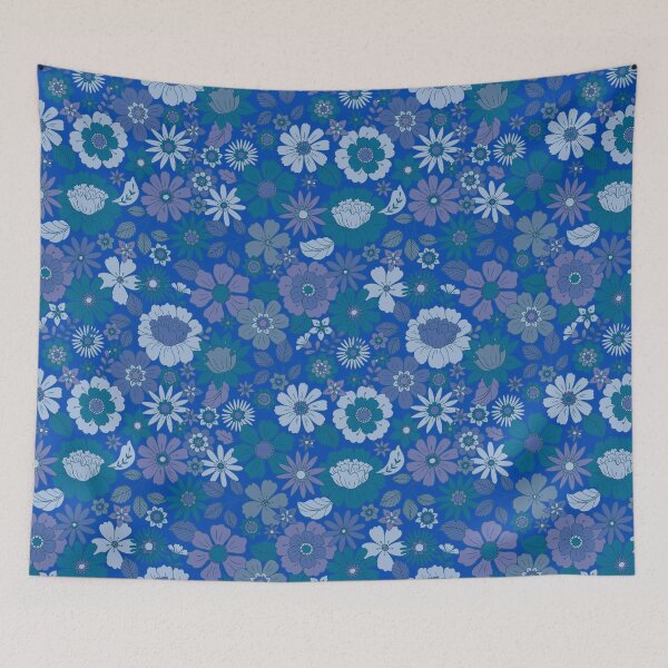 Item preview, Groovy 70s Flower Power – Retro Mod Floral Garden Pattern | Blue designed and sold by Frohyou.