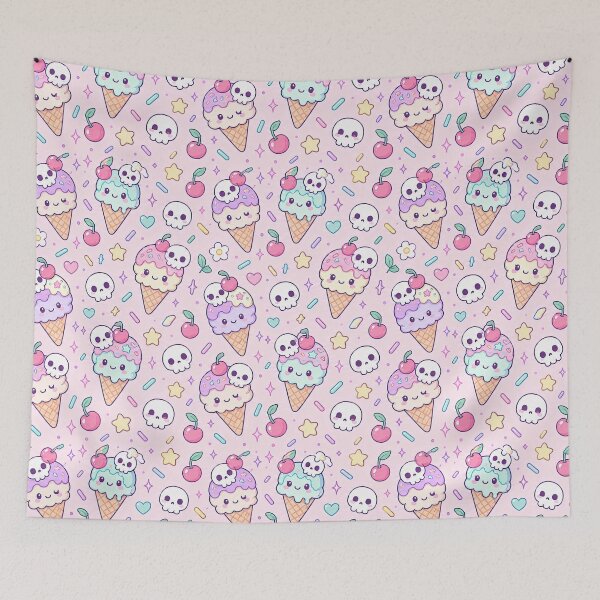 Item preview, Kawaii Skull Ice Cream Pattern designed and sold by Soft Berry Studio.