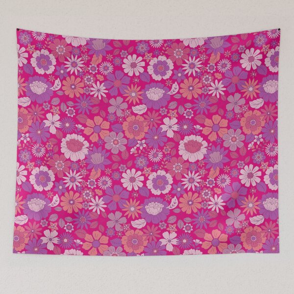 Item preview, Groovy 70s Flower Power – Retro Mod Floral Garden Pattern | Pink designed and sold by Frohyou.